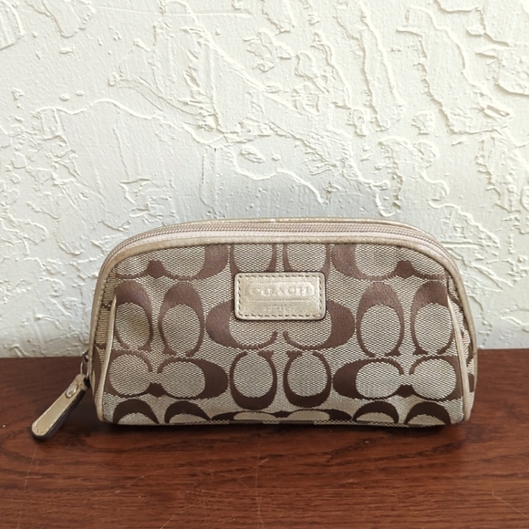 Coach Bags Coach Signature Jacquard Monogram Canvas Small Cosmetic